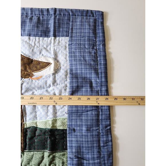 PEM AMERICA Blue Plaid Ducks in Flight Log Cabin STANDARD Pillow Shams- set of 2 - Picture 6 of 8